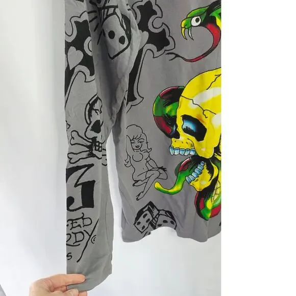 Vintage Ed Hardy Men's XL Skull Snake Graphic Long Sleeve Tee Y2K Streetwear - Picture 9 of 13